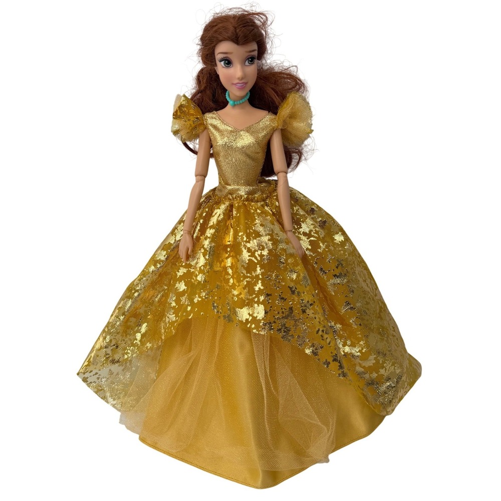 Disney Store Belle Doll Beauty and the Beast Gold Gown 11.5 inch Princess Toy